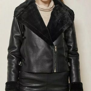 Lulus Small Moto Jacket NWT Faux Fur Vegan Jacket